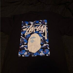 Stussy Black and Blue Graphic Tee